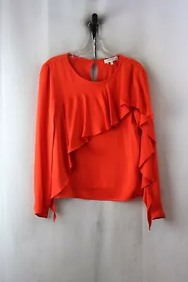 Milly Women's Red Ruffle Embellished Long Sleeve Blouse Sz 6 • $9.99
