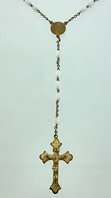 Vintage Rosary Mother Of Pearl Beaded Religious Crucifix EE462 • $74.50