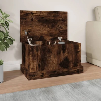 Industrial Rustic Smoked Oak Wooden Home Storage Box Chest Toy Trunk Cabinet • £39.99