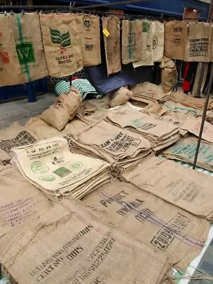 10kg Used Empty Coffee Hessian Burlap Jute Linen Bags Sacks Garden - 16+ Sacks • £22.99