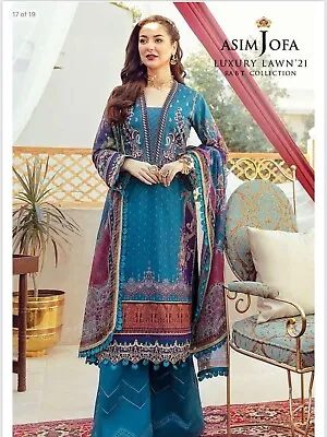 £29.99 • Buy Stitched ASIM JOFA Inspired Embroidered  Ladies 3 Piece Lawn Suit 2021 Designs