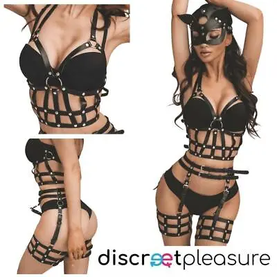 £16.99 • Buy Sexy Body Harness Garter Suspender Belt Bralette Cage Cat Mask Bondage Women Set