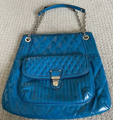 Coach Liquid Gloss Slim Tote Handbag Silver/Lake Blue • $25