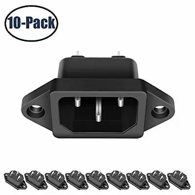 10 Pack AC 250V 10A IEC 320 C14 Panel Mount Plug AdapterPower Connector Socket • $11.63