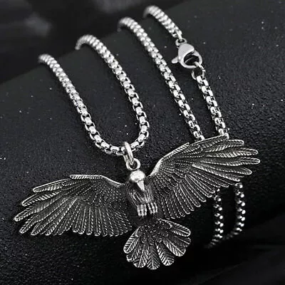 New Fashion Simple Crow Raven Eagle Men's And Women's Pendant Necklace Gi FT • £3.26