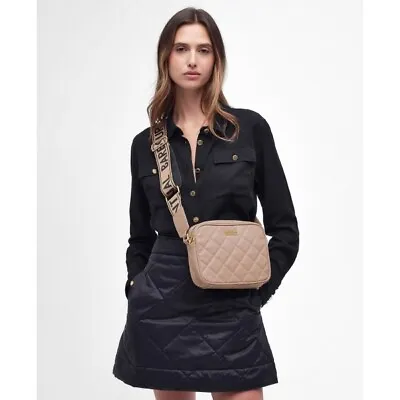 Barbour QUILTED SLOANE Womens Lightweight Adjustable Zip Crossbody Bag Camel • £82.96