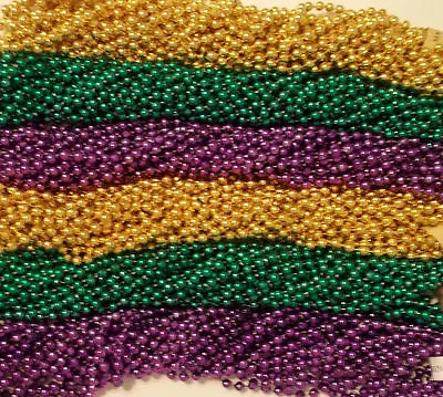 72 Purple Green Gold PGG Mardi Gras Beads Necklaces Party 6 Dz Free Shipping • $21.95