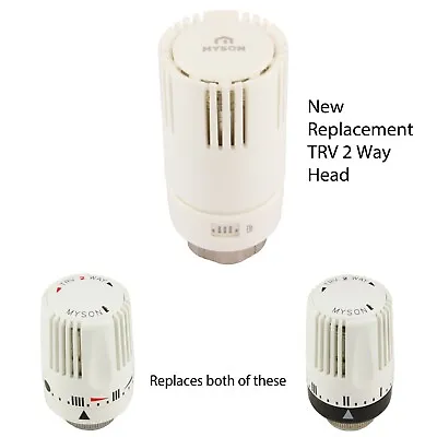 Myson Replacement Head Only For TRV2 TRV 2-Way Thermostatic Radiator Valve White • £15.70