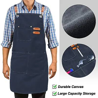 Mens Aprons Canvas Woodworking Vintage For Gardening Work Shop Apron Heavy Duty • $11.99