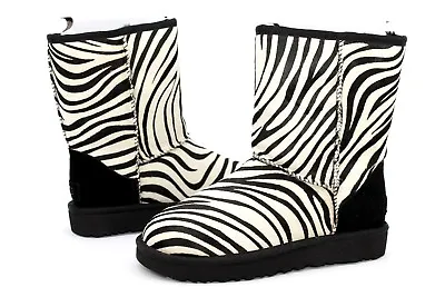 Ugg Classic Short Exotic Cow Hair  Suede Wool Zebra Color Women Boot Size 5 US • $139.97