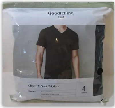 Classic Tee Shirts 100% Cotton Goodfellow BLACK V-NECK 4 SHIRTS Soft Stretch • $18.95