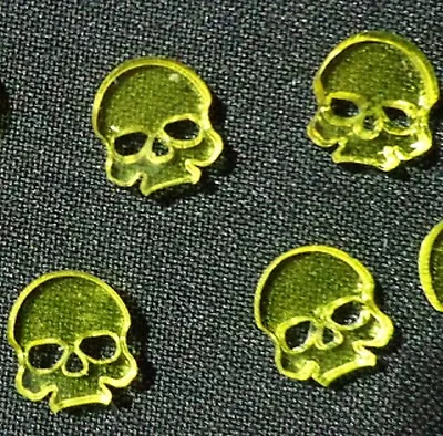 TTCombat Wargames - Wound Markers - Yellow Transparent Acrylic Skulls X 8 • £2