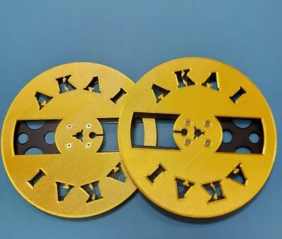 Akai Reel To Reel Tape Spools 7  3D Printed (Plastic) In Gold/black • £29.99