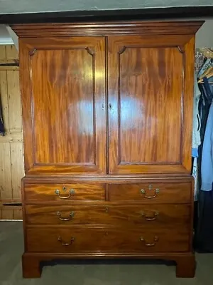 Antique Cherry Red Mahogany Linen Press (short) • £845