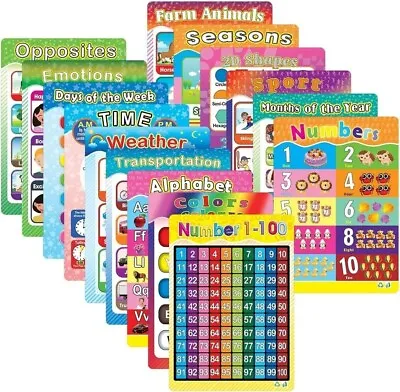 15 Pack Alphabet Poster Educational Laminated Wall Chart For Children Learning • £14.99