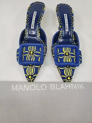Manolo Blahnik Maysale Mule Buckle Suede Slip On Pointed Toe Shoe's 8 US / 38 EU • $515