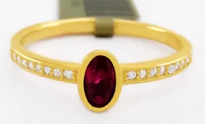 LAB CREATED  0.35 Cts RUBY & WHITE SAPPHIRES RING  .925 SILVER - New With Tag • $0.99