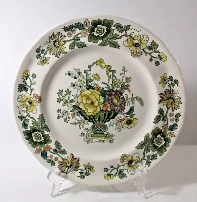 2 Mason's STRATHMORE GREEN MULTICOLOR 10-1/2  Dinner Plates • $25