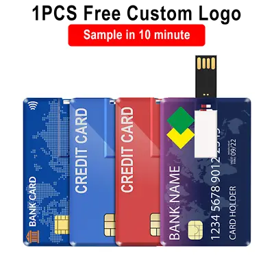 Credit Card USB 2.0 Flash Drive Free Logo Plastic Pen Drive 64G 32G Memory Stick • $4.50
