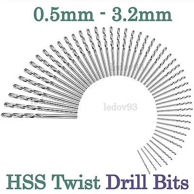 10x HSS Metal Micro Mini Small Drill Bit Set Metric 0.5mm-3.2mm UK • £3.64