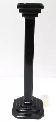 Vintage Glass Taper Candle Stick Holder Art Deco Ebony Black 10 1/4  Tall • $35.19