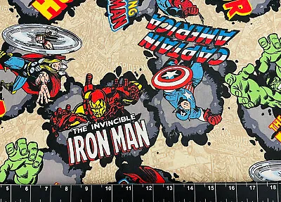 Tina Scrap 9 X21  MARVEL AVENGERS CAPTAIN AMERICA HULK Superhero Cotton Fabric • $2.69