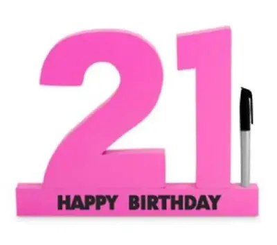 21st Birthday Landmark 3D Guest Signature Sign It Block Pink Black Script & Pen • £23.14