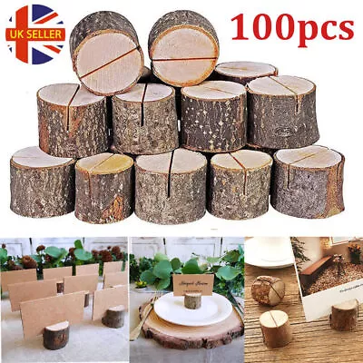 100 Wooden Table Card Holder Stand Number Place Name Menu Wedding Party Decor • £7.97