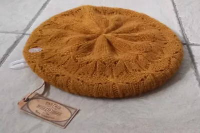 FAT FACE Ladies POINTELLE KNIT BERET HAT (Mustard) BNWT - PLEASE READ • £13.99