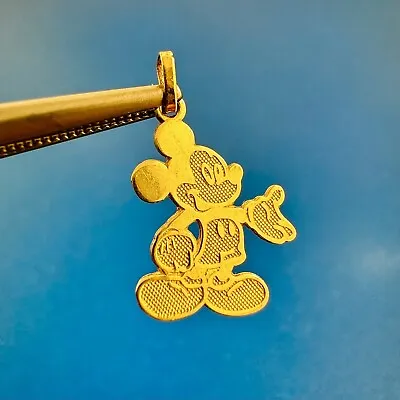 Designer JCM Disney 10K Yellow Gold Cartoon Mickey Mouse Flat Pendant Charm • $115