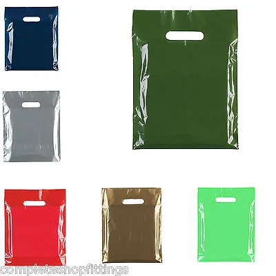 Box Of 100 200 300 500 1000 Coloured Strong Patch Handle Plastic Carrier Bags • £50.59