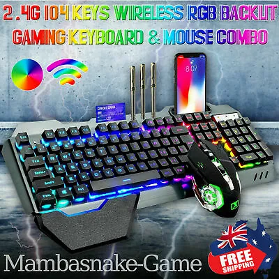 $54.88 • Buy 104 Keys USB Wireless Rechargeable RGB Backlit Gaming Keyboard Mouse Set For PS4