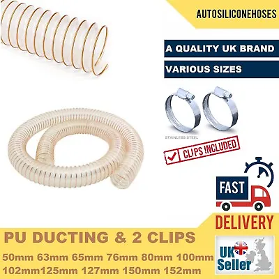 £20.62 • Buy PU Flexible Ducting Hose Ventilation Fume Dust Extraction Woodworking & Clips