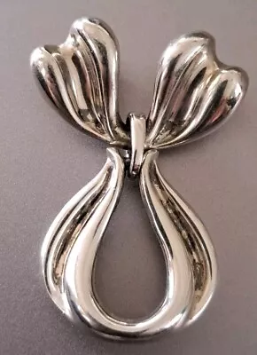 Vintage KABANA Sterling Silver Figural RIBBON DANGLE Necklace Pendant 1.55  NICE • $50