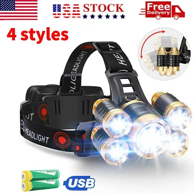 Super Bright LED Headlamp Rechargeable Head Light Flashlight Torch Lamp USA • $6.57