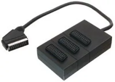 £8.95 • Buy 3 Way Scart Splitter 0.5m Lead Cable Plug 3 Sockets Extension Adapter Switch TV