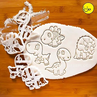 $38.10 • Buy SET Of 4 Baby Dinosaur Cookie Cutters | Jurassic Kids Party T Rex Biscuit Cutter