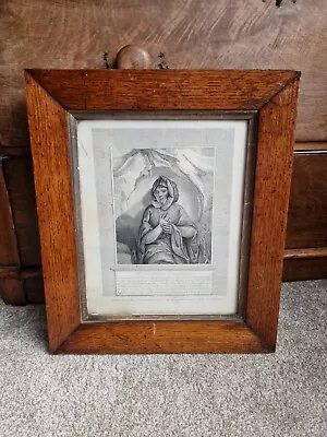 Antique Print Georgian Oak Frame. Mrs Elizabeth Woodcock. Impington Cambridge  • £95