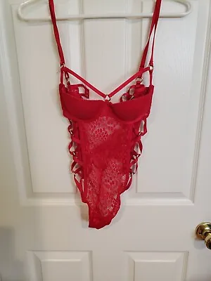 Victoria's Secret Teddy Lingerie Body Suit Lace Thong Red Size 34A New With Tags • $45