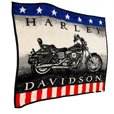 $39.99 • Buy Licensed Harley Davidson Motorcycle Stars And Stripes Blanket Throw Plush