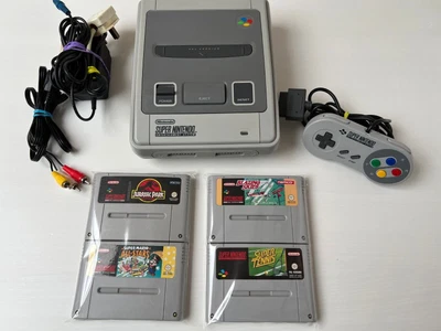 £130 • Buy Super Nintendo SNES Console With 4 Games, Controller & Cables Complete Set Up