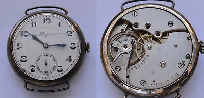 1930 LONGINES Swiss 33mm Men TRENCH Wristwatch .925 Silver Cal. 13.34 Wire Lugs • $555