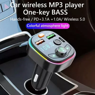 Car Bluetooth Wireless FM Transmitter 2 USB Charger MP3 Player AUX Handsfree Kit • £10.06