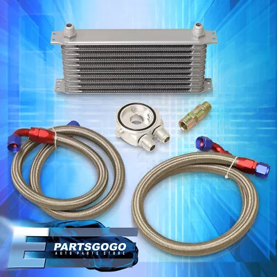 13.5 X2 X5.5  Aluminum 9-Row Performance Engine Oil Cooler Relocation Kit Silver • $96.99