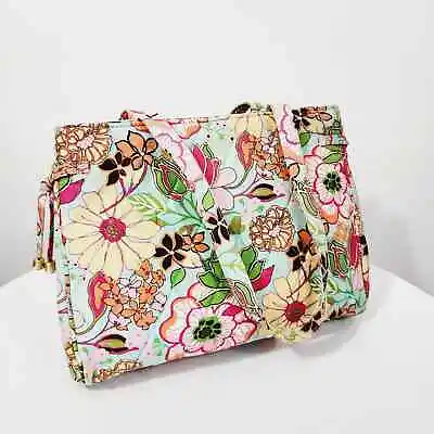 Vera Bradley 100% Silk Collection Tropical Floral Shoulder Bag Purse Aqua Coral • $16.96