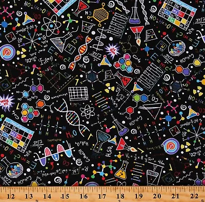 Cotton Science Math Equations Chemistry Experiments Fabric Print By Yard D376.42 • $12.95