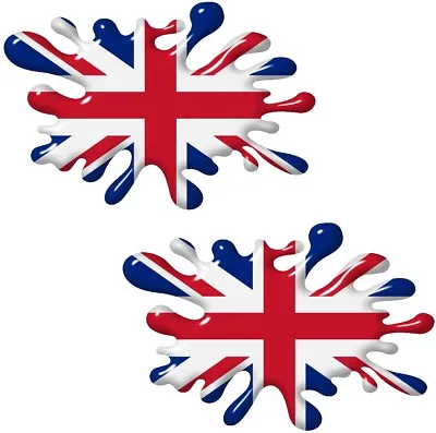Small Pair 3D Effect SPLAT Union Jack British Flag Car Sticker 80x52mm Each • $3.68