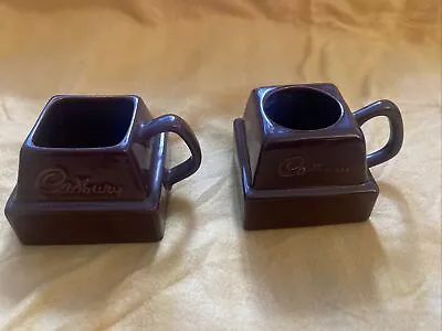 Pair Cadbury Chocolate Chunk Hot Drink Mugs Rare Square Openings VGC World Gift • £12.99