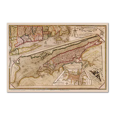 Vintage Manhattan City Map Poster | Highly Details Bird View Art | 1821 Period  • $18.69