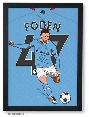 Phil Foden Poster | Man City Print Manchester City Football Bedroom Wall Art • £39.95